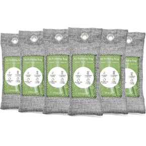 12 Pack Bamboo Charcoal Air Purifying Bag, Activated Charcoal Bags Odor Absorber, Moisture Absorber, Natural Car Air Freshener, Shoe Deodorizer, Odor Eliminators For Home, Pet, Closet (6x50g, 6x150g)
