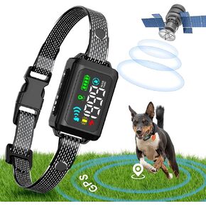 PcEoTllar GPS Wireless Dog Collar Fence System, Electric Fence for Dogs, IPX7 Waterproof Wireless Dog Fence, from min 33 to max 1999 Yards Containment System for Small Medium and Large Dogs