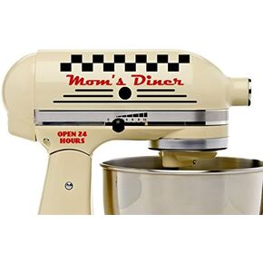 Moms Diner باللونين الأسود والأحمر، مجموعة ملصقات من الفينيل، خلاط مطبخ صغير، طراز قديم