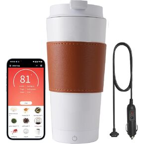 DULO 350ml Car Smart Electric Coffee Mug Warmer, Heater Travel Cup, Temperature Control Mugs, Self Heated Coffee Cup with App, Timeable Reminder to Drink(Smart Bottle with Car USB Charger)