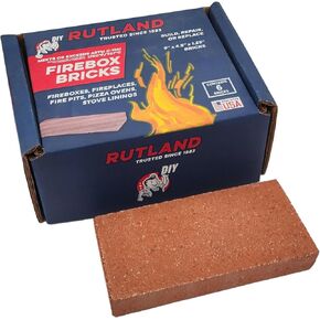 Rutland Fire Bricks for Wood-Burning Fireplaces & Woodstoves, Red, Case of 6