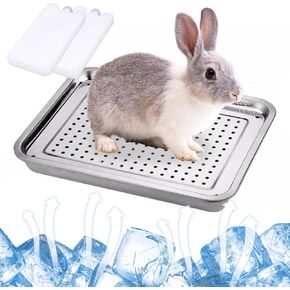 Oncpcare Rabbit Cooling Tray, Ferret Cooling Pad Pet Bunny Cool Pan Box Small Pet Cool Mat for Rabbit Bunny Guinea Pig Ferret Stay Cool, Pet Cool Plate Ice Bed