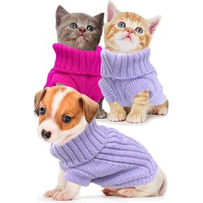 2 Pack Dog Sweater for Small Dogs, XXS Dog Sweater Fall Dog Clothes Winter Knitwear Warm Puppy Sweaters Cute Chihuahua Yorkie Puppy Clothes Xxs