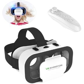 VR Headset for Cellphone with Controller, Virtual Reality 3D Glasses Headset Helmets,Compatible 4.7-6.5 inch for iPhone or Android
