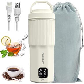 Travel Electric Kettle, 450ml/15.2oz & 316 Stainless Steel Mini Portable Coffee Tea Kettle with 6 Temperature Settings, 100V-240V Hot Water Boiler, Auto Shut-off, Boil Dry Protection, Fast Boiling