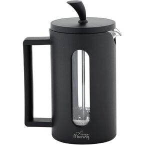 Any Morning French Press Coffee Maker | Borosilicate Glass Hot and Cold Coffee Maker | Coffee Press Stainless Steel Filter | Durable | Heat Resistant | Black | 600 ml | 20 oz in Kuwait