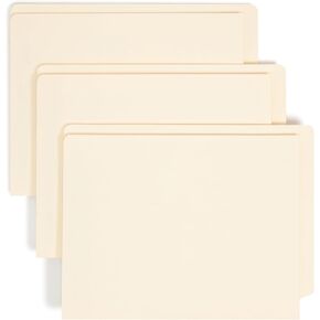 Smead End Tab Pocket Folder with Fastener, Straight-Cut Tab, 1 Pocket, Letter Size, Manila, 50 per Box (34100)