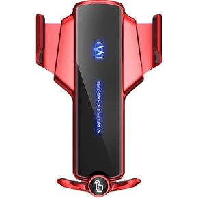 Wireless Car Mount with Auto-Grip, LED Display, Qi-Certified (Red)