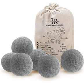 RAYTRADE Wool Dryer Balls 6-Pack 100% Made of Organic New Zealand Wool Reduces Clothing Wrinkles and Saves Drying Time Reusable Natural Fabric Softener Stocking Stuffer Gifts