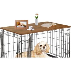 Deblue Dog Crate Topper, Crate Topper for 48in Wire Dog Cages, Wooden Dog Kennel Table Top for Large Dog, Foldable, Portable, Morden-(48 in Only Topper)