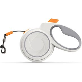 Upgraded 360° Tangle-Free Retractable Dog Leash with Anti-Slip Handle, 16Ft Strong Pulling Force Nylon Tape, One-Handed Brake, Lock, Smooth Retract, Medium, White in Saudi Arabia