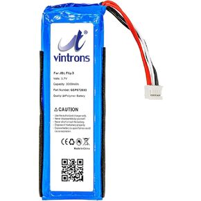 VI VINTRONS Battery Replacement for JBL Flip 3 Speaker, (3.7V, 3000mAh, GSP872693, P763098 03, Flip 3 Speaker Battery)