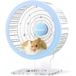 JONSΛNTY 7.3" Silent Hamster Wheel, with Bracket and Anti-Fall Outer Ring, for Hamster Exercise, Excess Fat Removal (Star Orbit Style, Clear & Purple)