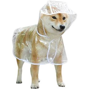 Dog Raincoat, Waterproof Pet Raincoats with Poncho Hood, Portable Transparent Dog Rain Coat Lightweight Dog Rain Jacket for Outdoor Walking in Rainning Days