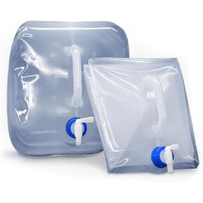 EvaClean Collapsible Water Containers with Spigot 5.3 Gal - Portable, Reusable - BPA Free, Foldable, Leak-Proof Camping Water Jug for Outdoors, Hiking, Survival Kit, and Emergency Preparedness 2-pack