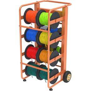 Electrical Wire Spool Rack 11 Axle Portable Bulk Cable Reel Cable Caddy Heavy Duty Cable Spool Holder Multi-Spool Wire Rack Dispenser with Wheels and Box 300lbs Capacity Orange