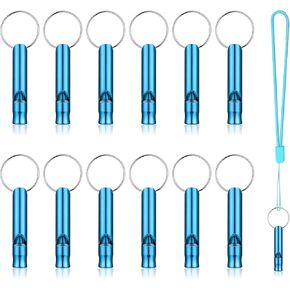 12Pcs Hiking Camping Survival Aluminum Whistle, Key Chain Emergency Whistles, Whistles for Adults with Lanyard