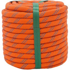 Braided Polyester Arborist Rigging Rope (3/8 inch X 150 feet) High Strength Outdoor Rope for Rock Climbing Hiking Camping Swing, Orange/Blue