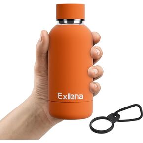 Small Water Bottle 12oz with Clip, Double Wall Stainless Steel Vacuum Small Insulated Water Bottle Keeps Drinks Cold 24 Hrs/Hot 12 Hrs for Kids Handbag School BPA Free (Navy Blue)