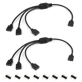 10Pcs Fan Splitter 3 Pin, 5V-3Pin Argb Splitter, Copper 3 Pin Fan Splitter, Black Argb Hub, Argb Controller for Computer Chassis, CPU Cooler and 5V ARGB Fan