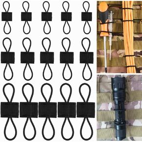 15 Pack Molle Attachments, Molle Webbing Binding Ribbon, Tactical Gear Holder Clip, Backpack Accessories, Molle Web Dominator Elastic Strings Buckle, Multipurpose Tactical Bag Accessories Black