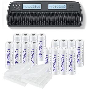 16 Bay AA AAA Battery Charger for AA/AAA NiMH/NiCd Rechargealbe Batteires with 16 Pack Rechargeable AAA Batteries 1.2V NiMH 1100mAh in Kuwait