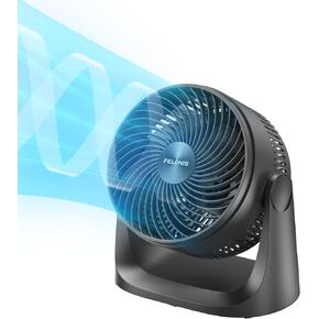 PELONIS Table Fan 12-Inch Oscillating Table Fan Small Portable Electric Plug-In Desk Fan 3-Speeds Adjustable Tilt Head for Bedroom and Office Black