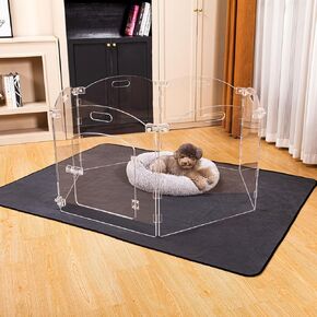 Dog Playpen OR Extra Wide 144" House Dog Gates 2-in-1 – Foldable 6 Panel Acrylic Indoor Fence, Clear Pet Gate with Door, 24" Tall Freestanding Play Pen for Puppy Small to Medium Dogs