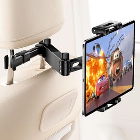 Tablet Holder for Car Headrest, ipad Car Holder Back Seat [3 in 1 Extension Arm], 360° Rotating Adjustable Road Trip Essentials for 4.7-11" iPad Pro, Air, Mini, Galaxy, Fire