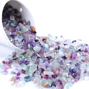1lb Fluorite Aquarium Gravel Rocks - Tumbled Healing Crystal Chips - Bulk Gemstones for Fish Tank Decor - Fountain Vase Filler Planters - for Potted Plants