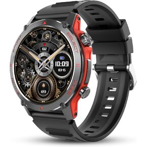 Popglory Smart Watch for Women Men Answer/Make Calls, 1.43" AMOLED Fitness Tracker Watch with 110+ Sport Modes, Heart Rate/SpO2/Blood Pressure/Sleep Monitor, Round Smartwatch for iOS Android