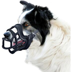 Basket Muzzle Allows Panting Drinking, Anti Biting Chewing, Sturdy Lightweight, Suitable for Grooming Trimming Training, for Small Medium Large Dogs (Black, Size1)