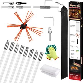 Morinoli 20 Feet Chimney Sweep Kit, Chrome Button Locking System, Chimney Cleaning Kit, Chimney Brush, Chimney Cleaning Tool, Chimney Cleaning System with 6 Flexible Chimney Rods in Saudi Arabia