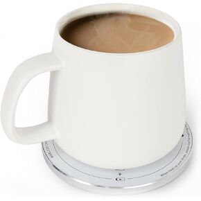APEKX 2024 Upgraded Self-Heating Ceramic Mug - Stable 130°F Temperature, 15W Wireless Phone Charging, 12.8 fl oz Capacity - USB-C Enabled. (Tangerine)