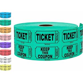Tacticai 1000 Green Raffle Tickets, Double Roll, Ticket for Events, Entry, Class Reward, Fundraiser & Prizes