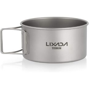LIXADA Titanium Bowl with Folding Handles Dinner Food Container for Outdoor Camping Hiking Backpacking