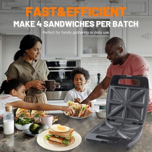Sandwich Maker 2 in 1, Panini Press Grill and Gourmet Sandwich Maker with Non-stick Plates, Double-Sided Heating, Indicator Lights, Cool Touch Handle, Easy to Use & Clean, 1400W 110V,Black in Saudi Arabia