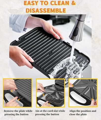 Sandwich Maker 2 in 1, Panini Press Grill and Gourmet Sandwich Maker with Non-stick Plates, Double-Sided Heating, Indicator Lights, Cool Touch Handle, Easy to Use & Clean, 1400W 110V,Black in Saudi Arabia