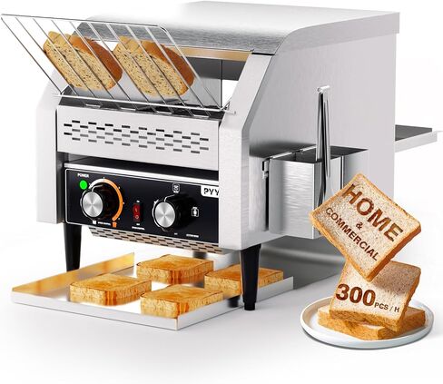 PYY Commercial Conveyor Toaster - 300 Slices/Hour Restaurant Toaster for Bun Bagel Bread, Heavy Duty Stainless Steel Conveyor Toaster in Saudi Arabia