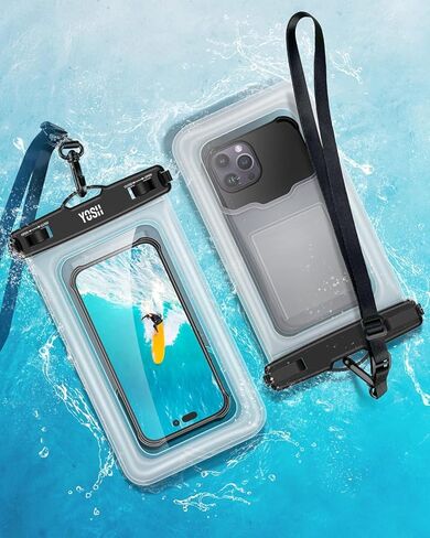YOSH IPX8 حقيبة هاتف مقاومة للماء عائمة [صديقة للهاتف الكبير]، حافظة هاتف مقاومة للماء للسباحة وحبل قابل للتعديل لهاتف iPhone 15 14 13 12 Pro Max Samsung S24 S23 S22 حتى 9.0 بوصة، عبوتان in Kuwait