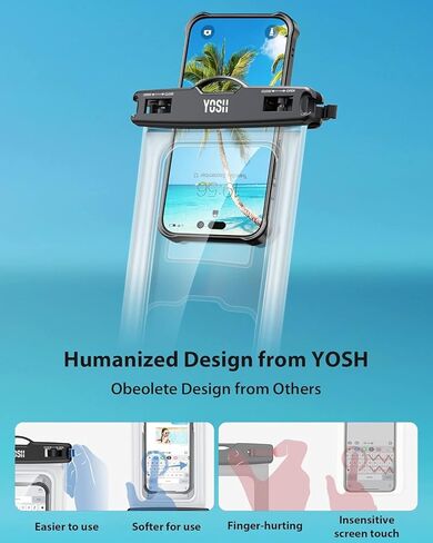 YOSH IPX8 حقيبة هاتف مقاومة للماء عائمة [صديقة للهاتف الكبير]، حافظة هاتف مقاومة للماء للسباحة وحبل قابل للتعديل لهاتف iPhone 15 14 13 12 Pro Max Samsung S24 S23 S22 حتى 9.0 بوصة، عبوتان in Kuwait