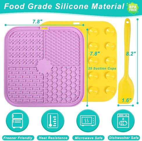 حصيرة لعق مفعمة بالحيوية للكلاب والقطط، عبوة من 3 وسائد لعق مع أكواب شفط للأكل البطيء والحفاظ على الانشغال، ألعاب إثراء الكلاب لتقليل الملل والتحفيز العقلي in Kuwait