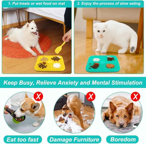 حصيرة لعق مفعمة بالحيوية للكلاب والقطط، عبوة من 3 وسائد لعق مع أكواب شفط للأكل البطيء والحفاظ على الانشغال، ألعاب إثراء الكلاب لتقليل الملل والتحفيز العقلي in Kuwait