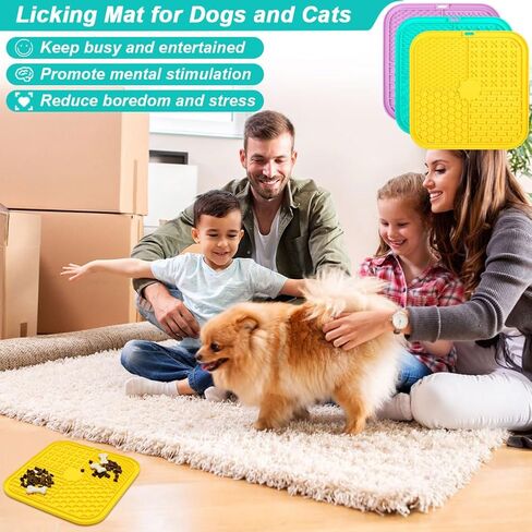 حصيرة لعق مفعمة بالحيوية للكلاب والقطط، عبوة من 3 وسائد لعق مع أكواب شفط للأكل البطيء والحفاظ على الانشغال، ألعاب إثراء الكلاب لتقليل الملل والتحفيز العقلي in Kuwait