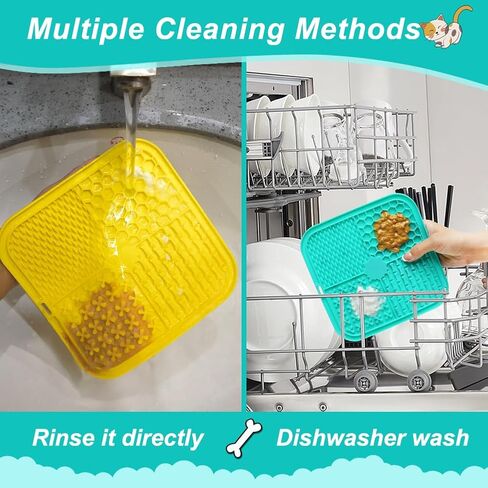 حصيرة لعق مفعمة بالحيوية للكلاب والقطط، عبوة من 3 وسائد لعق مع أكواب شفط للأكل البطيء والحفاظ على الانشغال، ألعاب إثراء الكلاب لتقليل الملل والتحفيز العقلي in Kuwait