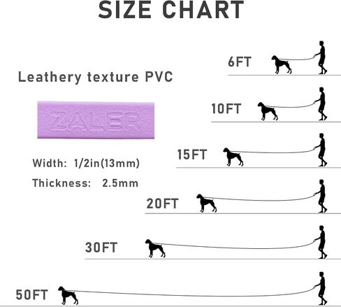 ZALER Long Dog Leash Waterproof Training Leashes 50ft 30ft 20ft 15ft 10ft 6ft, Odor Proof Recall Long Line Lead with Aviation Aluminum Carabiner Clip for Small, Medium, Large Dogs(20FT, Forest Green) in Saudi Arabia