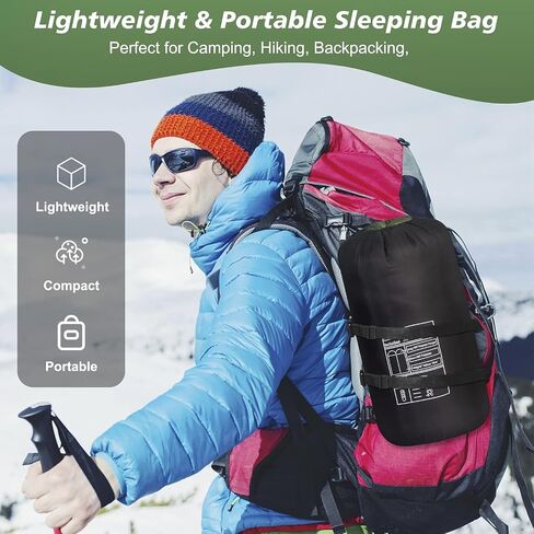 Sleeping Bags for Adults 3 Season Warm & Cool Weather Sleeping Bags for Kids 10-12 Girls Boys Lightweight & Waterproof Compact Camping Gear Equipment Backpacking Hiking Traveling Outdoors in Saudi Arabia