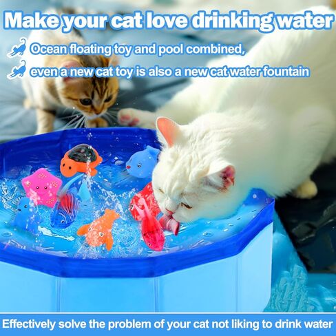 Palksky لعبة حوض السباحة للقطط مع قطعتين من أسماك السباحة الروبوتية، ألعاب مائية للقطط، حمام سباحة للقطط المائية للقطط، لعبة حوض سباحة للقطط، ألعاب تفاعلية للقطط الداخلية in Kuwait