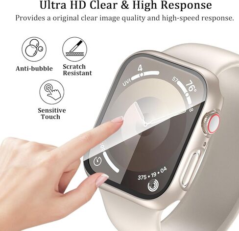[جراب مكون من عبوتين مع واقي شاشة من الزجاج المقوى لساعة Apple Series 10 مقاس 42 مم، غطاء واقٍ صلب من البولي كربونات بتغطية كاملة رفيعة جدًا لساعة Apple Watch 10 مقاس 42 مم in Kuwait