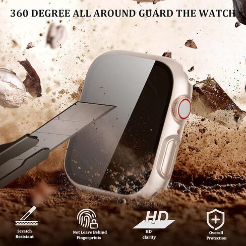 [جراب مكون من عبوتين مع واقي شاشة من الزجاج المقوى لساعة Apple Series 10 مقاس 42 مم، غطاء واقٍ صلب من البولي كربونات بتغطية كاملة رفيعة جدًا لساعة Apple Watch 10 مقاس 42 مم in Kuwait